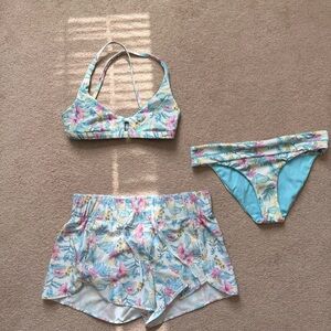 LoveShackFancy Floral Bikini Set - Pastel Blue and Pink
